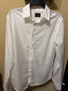 UNTUCKit White Long-Sleeve Button-Down Shirt small slim linen